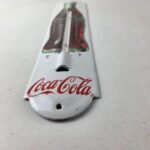 Vintage Drink Coca Cola Sign – Glass Bottle Gas Ad Sign on Porcelain Thermometer - Image 10