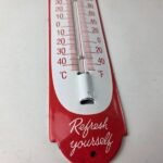 Vintage Drink Coca Cola Sign – Refresh Yourself Ad Sign on Porcelain Thermometer - Image 11
