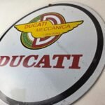 Vintage Ducati Sign – Motorcycle Dealership Service Auto Gas Pump Porcelain Sign - Image 13