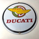 Vintage Ducati Sign – Motorcycle Dealership Service Auto Gas Pump Porcelain Sign - Image 15