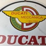 Vintage Ducati Sign – Motorcycle Dealership Service Auto Gas Pump Porcelain Sign - Image 3