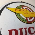 Vintage Ducati Sign – Motorcycle Dealership Service Auto Gas Pump Porcelain Sign - Image 5