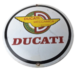 Vintage Ducati Sign – Motorcycle Dealership Service Auto Gas Pump Porcelain Sign - Image 2