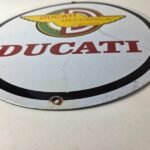 Vintage Ducati Sign – Motorcycle Dealership Service Auto Gas Pump Porcelain Sign - Image 10