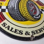 Vintage Dunlop Tires Sign – Sales Service Dealership Shop Gas Porcelain Sign - Image 11