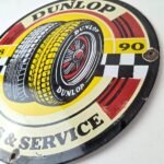 Vintage Dunlop Tires Sign – Sales Service Dealership Shop Gas Porcelain Sign - Image 13