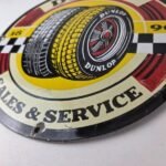 Vintage Dunlop Tires Sign – Sales Service Dealership Shop Gas Porcelain Sign - Image 14