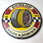 Vintage Dunlop Tires Sign – Sales Service Dealership Shop Gas Porcelain Sign - Image 15