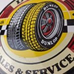 Vintage Dunlop Tires Sign – Sales Service Dealership Shop Gas Porcelain Sign - Image 4