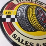 Vintage Dunlop Tires Sign – Sales Service Dealership Shop Gas Porcelain Sign - Image 6