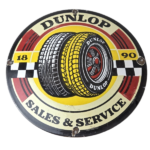 Vintage Dunlop Tires Sign – Sales Service Dealership Shop Gas Porcelain Sign - Image 2