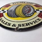 Vintage Dunlop Tires Sign – Sales Service Dealership Shop Gas Porcelain Sign - Image 10