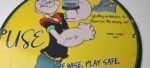Vintage Duplex Marine Oil Sign – Popeye Gas Service Display Ad Porcelain Sign - Image 4