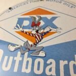 Vintage DX Diamond Motor Oil Sign – Americas Gasoline Outboard Porcelain Sign - Image 4