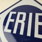 Vintage Erie Railroad Sign – Northern Eastern USA Porcelain Gas Pump Sign - Image 3