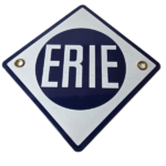 Vintage Erie Railroad Sign – Northern Eastern USA Porcelain Gas Pump Sign