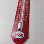 Vintage Esso Gas Station Sign – Service Pump Ad Sign on Porcelain Thermometer - Image 4