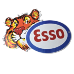 Vintage Esso Gasoline Porcelain Sign – Gas Service Station Auto Tiger Tank Sign