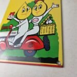 Vintage Esso Gasoline Porcelain Sign – Oil Drop Boy Scooter Vespa Gas Pump Sign - Image 14