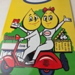 Vintage Esso Gasoline Porcelain Sign – Oil Drop Boy Scooter Vespa Gas Pump Sign - Image 4