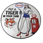 Vintage Esso Gasoline Sign – Ad Pump Service Attendant Gas Tank Porcelain Sign
