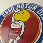 Vintage Esso Gasoline Sign – Gas Service Station Auto Oil Drop Porcelain Sign - Image 12