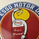 Vintage Esso Gasoline Sign – Gas Service Station Auto Oil Drop Porcelain Sign - Image 3