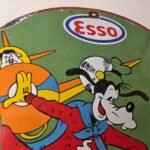 Vintage Esso Gasoline Sign – Goofy Aviation Service Station Porcelain Gas Sign - Image 5