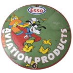 Vintage Esso Gasoline Sign – Goofy Aviation Service Station Porcelain Gas Sign