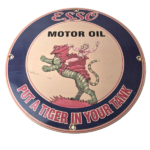 Vintage Esso Gasoline Sign – He-Man Action Figure Toys Porcelain Gas Sign