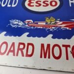 Vintage Esso Gasoline Sign – Outboard Oil Sold Here Gas Service Porcelain Sign - Image 3