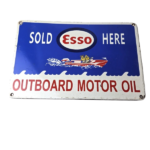 Vintage Esso Gasoline Sign – Outboard Oil Sold Here Gas Service Porcelain Sign - Image 2