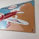 Vintage Esso Gasoline Sign – Porcelain Gas Airplane Aviation Station Pump Sign - Image 13