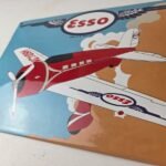 Vintage Esso Gasoline Sign – Porcelain Gas Airplane Aviation Station Pump Sign - Image 14
