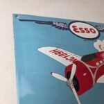 Vintage Esso Gasoline Sign – Porcelain Gas Airplane Aviation Station Pump Sign - Image 5