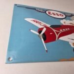 Vintage Esso Gasoline Sign – Porcelain Gas Airplane Aviation Station Pump Sign - Image 6