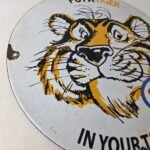 Vintage Esso Gasoline Sign – Tiger Auto Tank Gas Station Porcelain Sign - Image 6