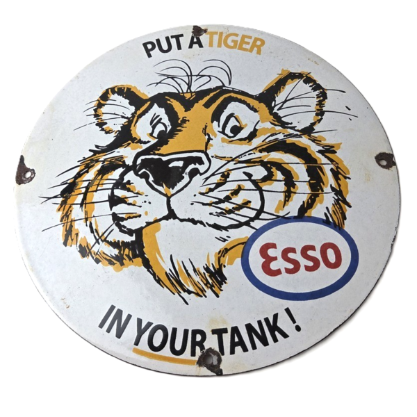 vintage-esso-gasoline-sign-tiger-auto-tank-gas-station-porcelain-sign-306664753947-600x600-1.png Vintage Esso Gasoline Sign – Tiger Auto Tank Gas Station Porcelain Sign - Image 1