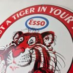 Vintage Esso Gasoline Sign – Tiger Gas Service Station Auto Tank Porcelain Sign - Image 12