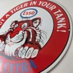Vintage Esso Gasoline Sign – Tiger Gas Service Station Auto Tank Porcelain Sign - Image 13