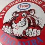 Vintage Esso Gasoline Sign – Tiger Gas Service Station Auto Tank Porcelain Sign - Image 4