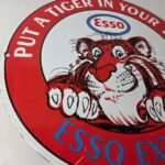 Vintage Esso Gasoline Sign – Tiger Gas Service Station Auto Tank Porcelain Sign - Image 6