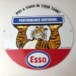Vintage Esso Gasoline Sign – Tiger Gas Service Station Auto Tank Porcelain Sign - Image 15