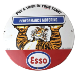 Vintage Esso Gasoline Sign – Tiger Gas Service Station Auto Tank Porcelain Sign - Image 2