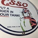 Vintage Esso Gasoline Sign – Tiger Gas Station Porcelain Sign - Image 11