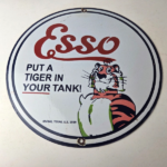Vintage Esso Gasoline Sign – Tiger Gas Station Porcelain Sign - Image 15