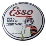 Vintage Esso Gasoline Sign – Tiger Gas Station Porcelain Sign - Image 2
