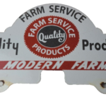 Vintage Farm Sign Topper – Gas Tractor Auto Car Porcelain License Plate Topper