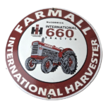 Vintage Farmall International Harvester Sign – Porcelain Farm Barn Gas Pump Sign - Image 2