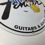 Vintage Fender Sign – Guitars Amplifiers Music Porcelain Gas Station Sign - Image 11